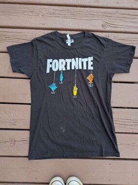 Fortnite Fishing Lure Graphic T-Shirt Black Size M Epic Games
